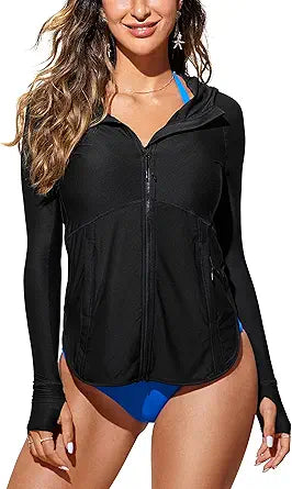 CRZ YOGA Womens UPF 50+ Zip Front Hoodie for Sun Protection