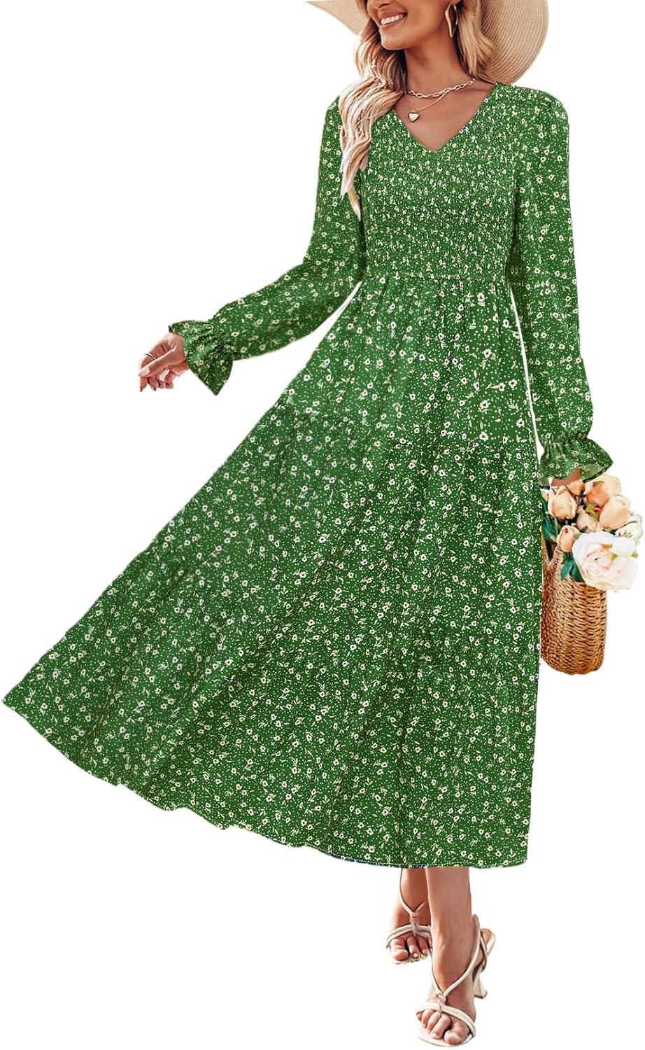 ZESICA Fall Wedding Guest Dresses for Women - Floral Maxi Style
