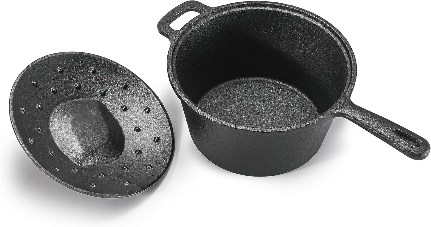 COMMERCIAL CHEF 2 Quart Cast Iron Saucepan for Delicious Meals