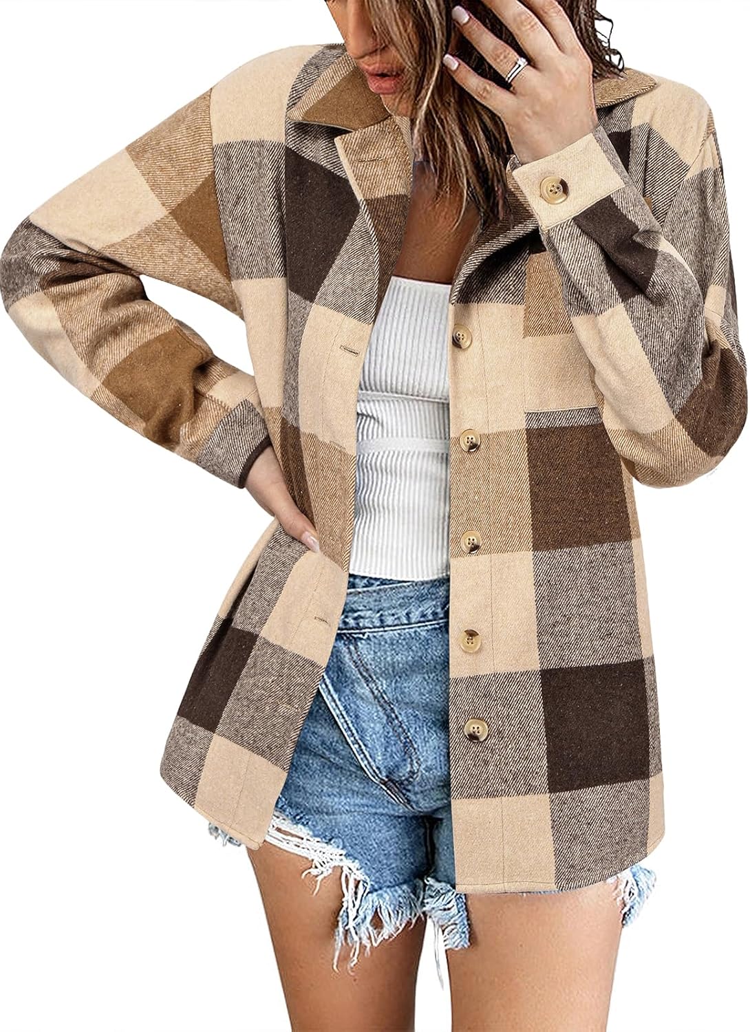 Zeagoo Women Flannel Shacket Jacket for Stylish Autumn Looks