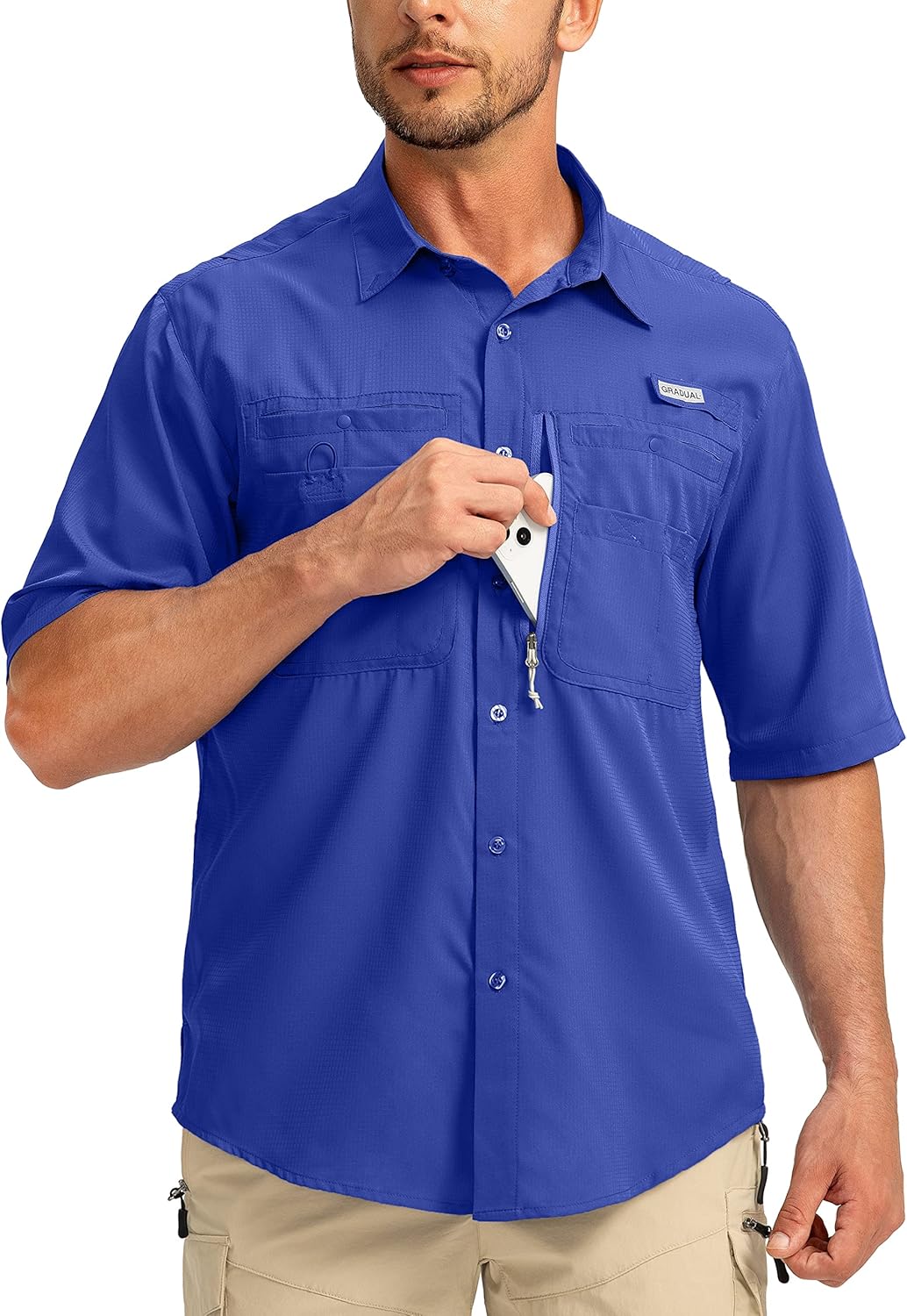 Men's Fishing Shirts with Zipper Pockets for Outdoor Activities