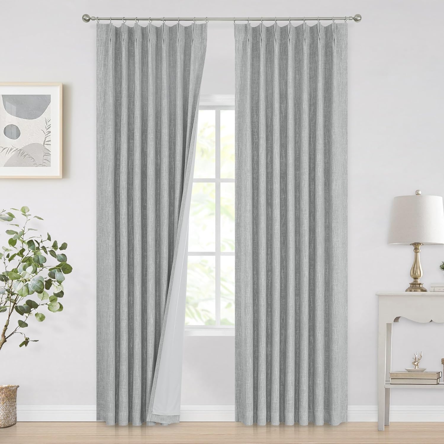 Pinch Pleated Full Blackout Curtains for Living Room 108 in