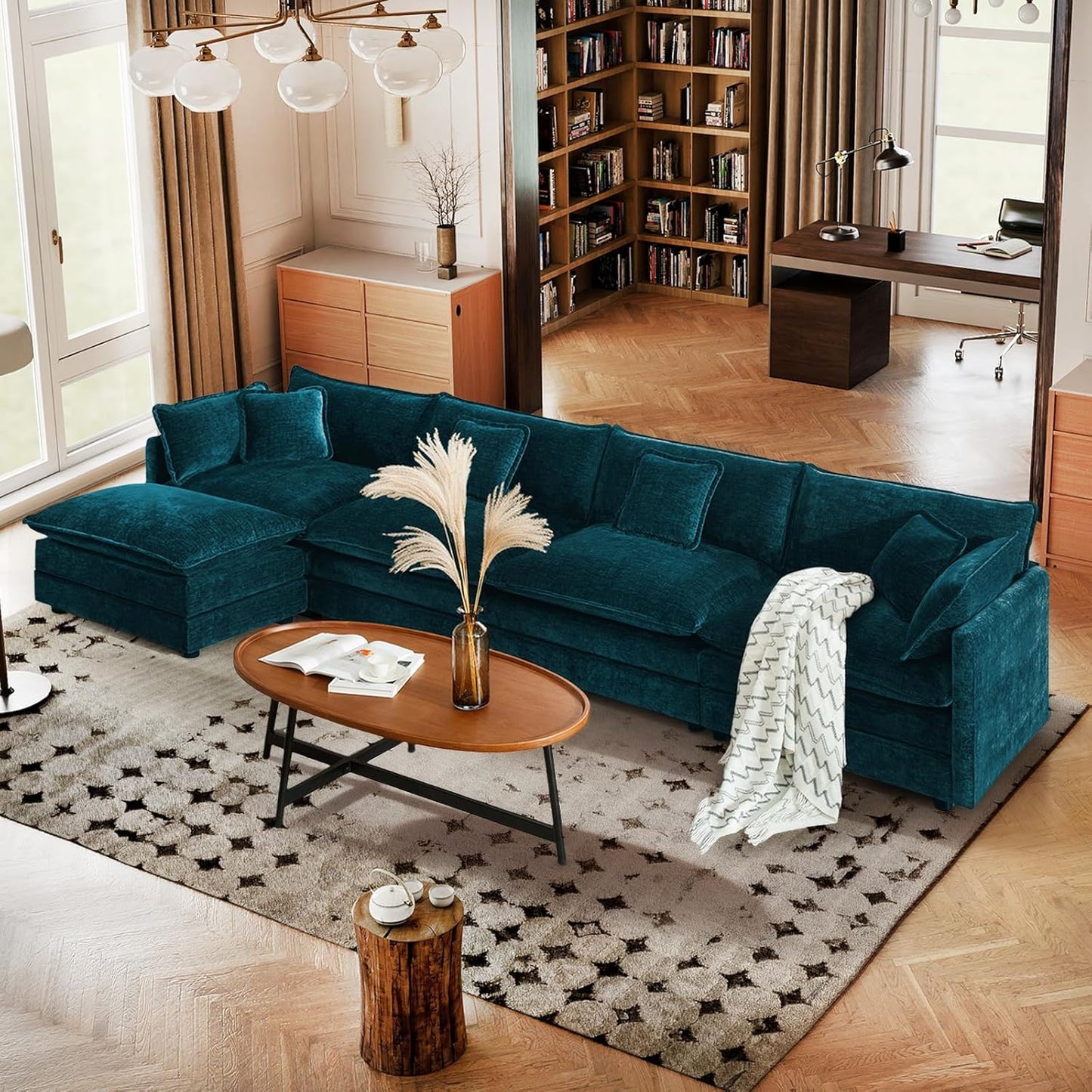 SoarFlash Chenille Sectional Sofa: Comfy L Shaped Modular Couch