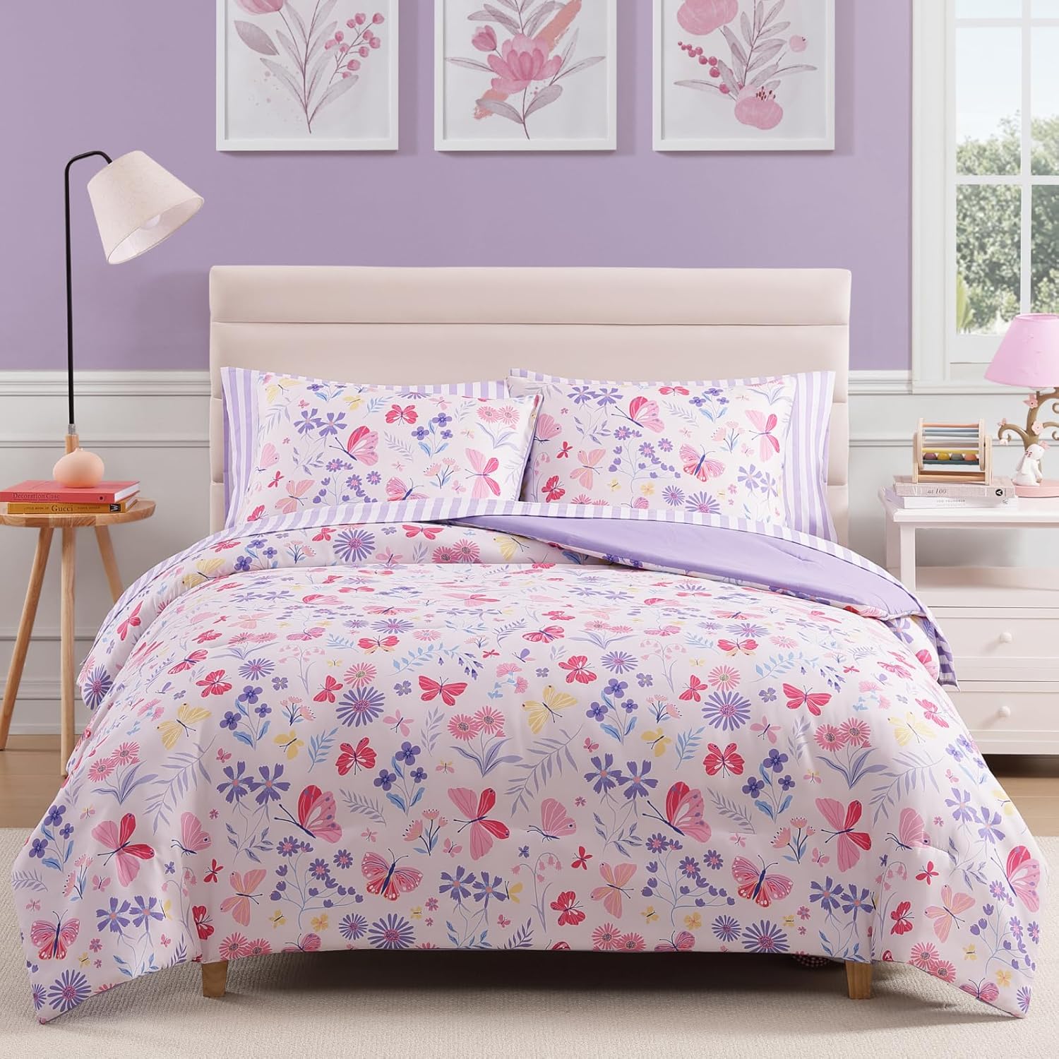 Full Size Comforter Sets with Sheets for Girls - 7 Piece Bedding