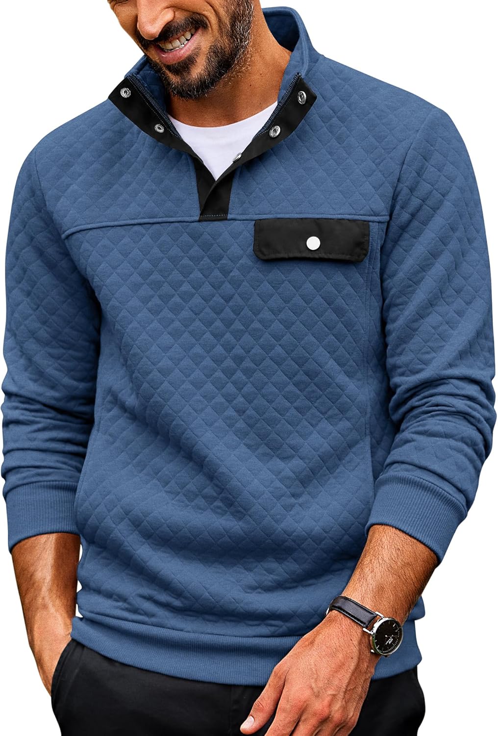 Stylish COOFANDY Quilted Sweatshirts for Men with Pockets