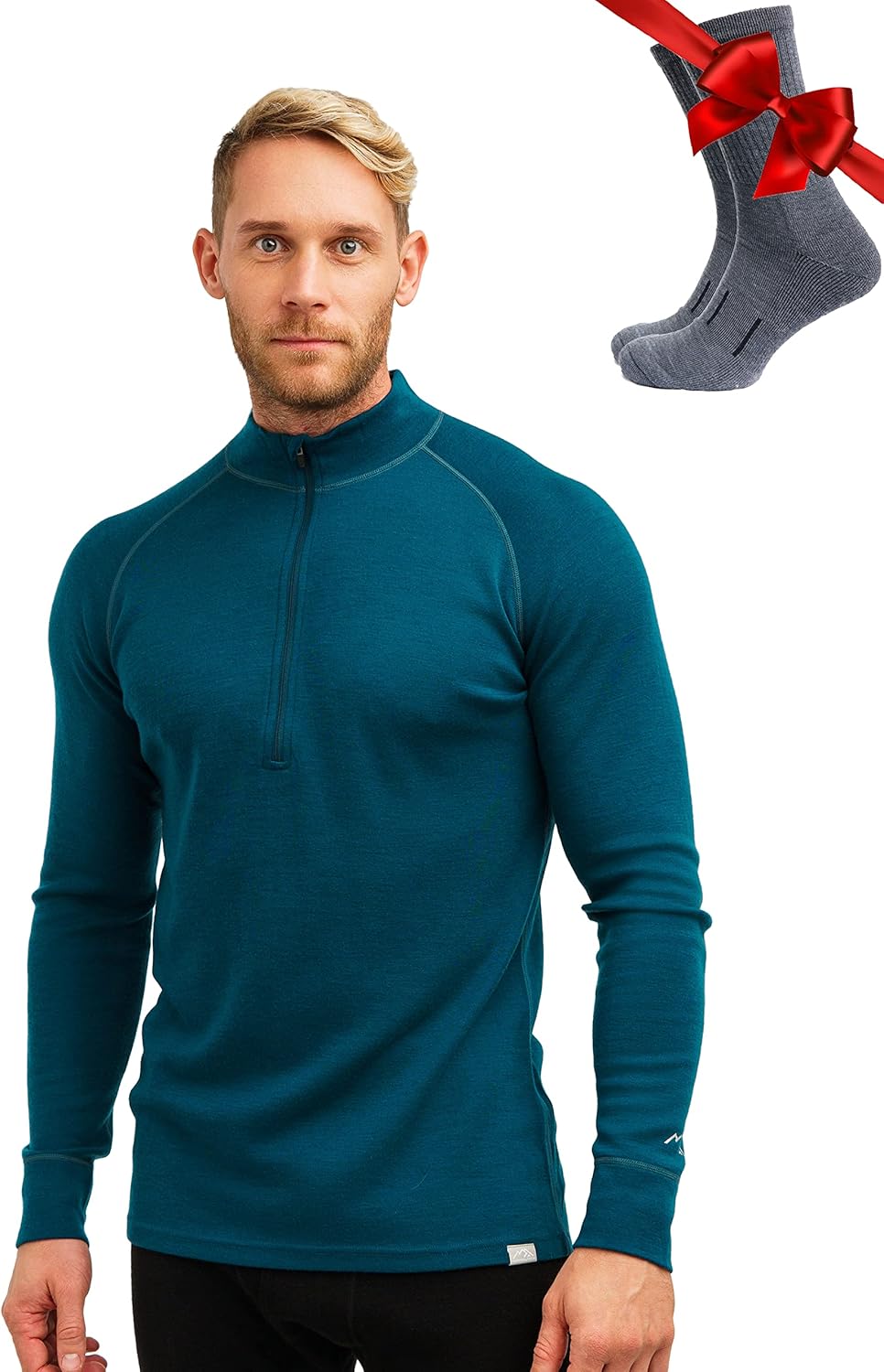 Merino Wool Base Layer Mens Half Zip Sweater for Comfort