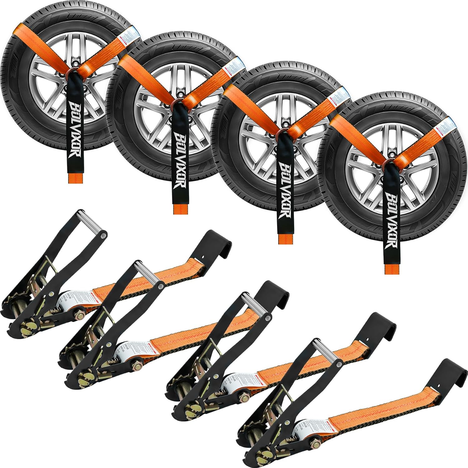 Heavy Duty 4 Pack Car Tie Down Straps for Trailers - 9900LBS