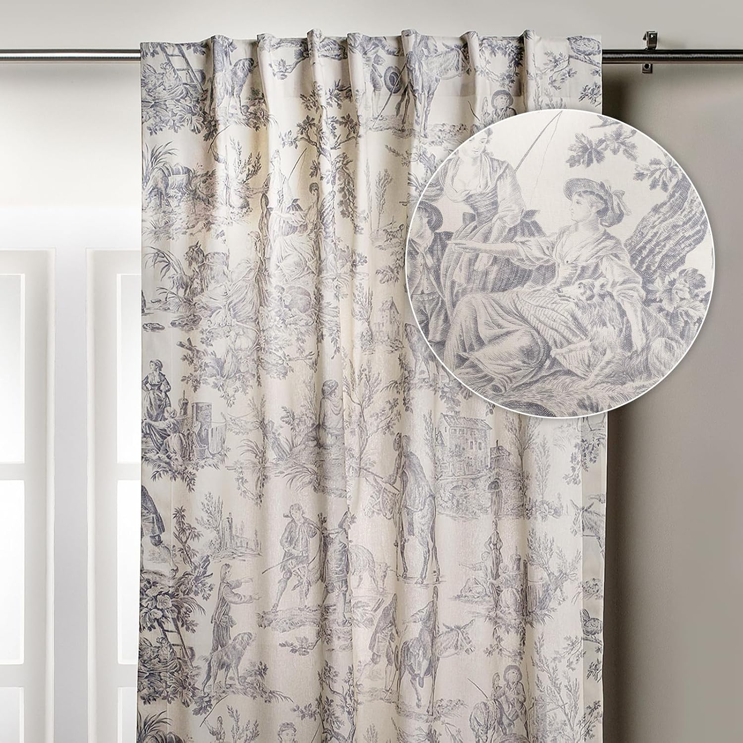 Elegant Light Filtering Toile Curtains for Living Room Windows