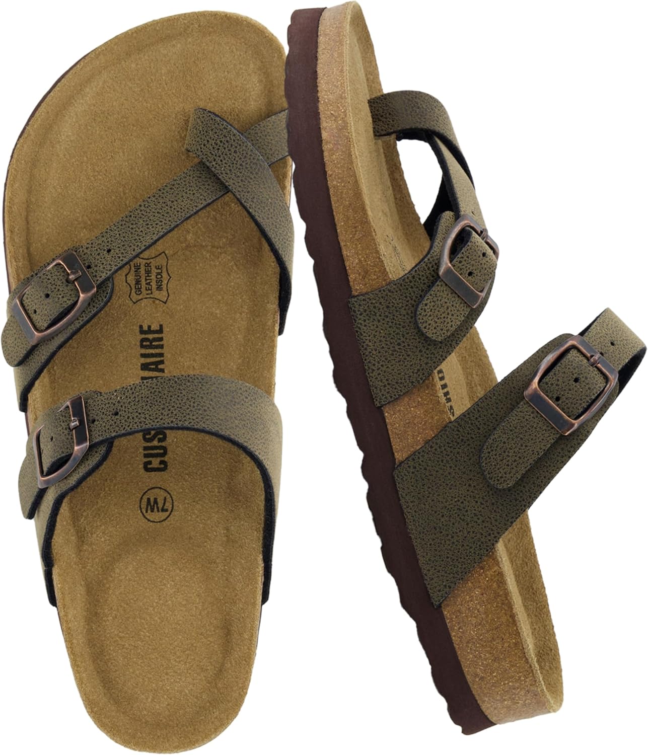 CUSHIONAIRE Women's Luna Cork Footbed Sandal for Comfort