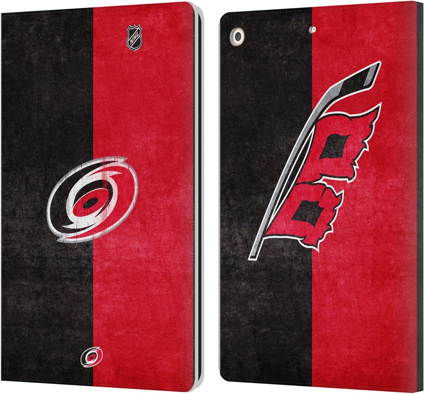 NHL Half Distressed Carolina Hurricanes Leather Wallet Case for iPad