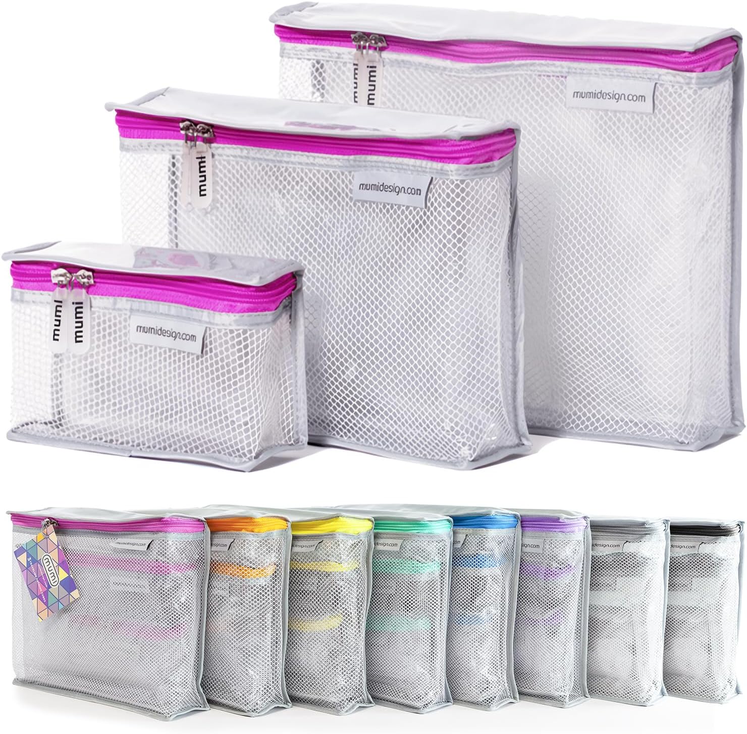 MUMI Travel Toiletry Bag Set of 3 for Women - Pink Organizer