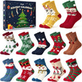 Moyel Advent Calendar 2025 Kids Fuzzy Christmas Socks - 12 Days of Fun