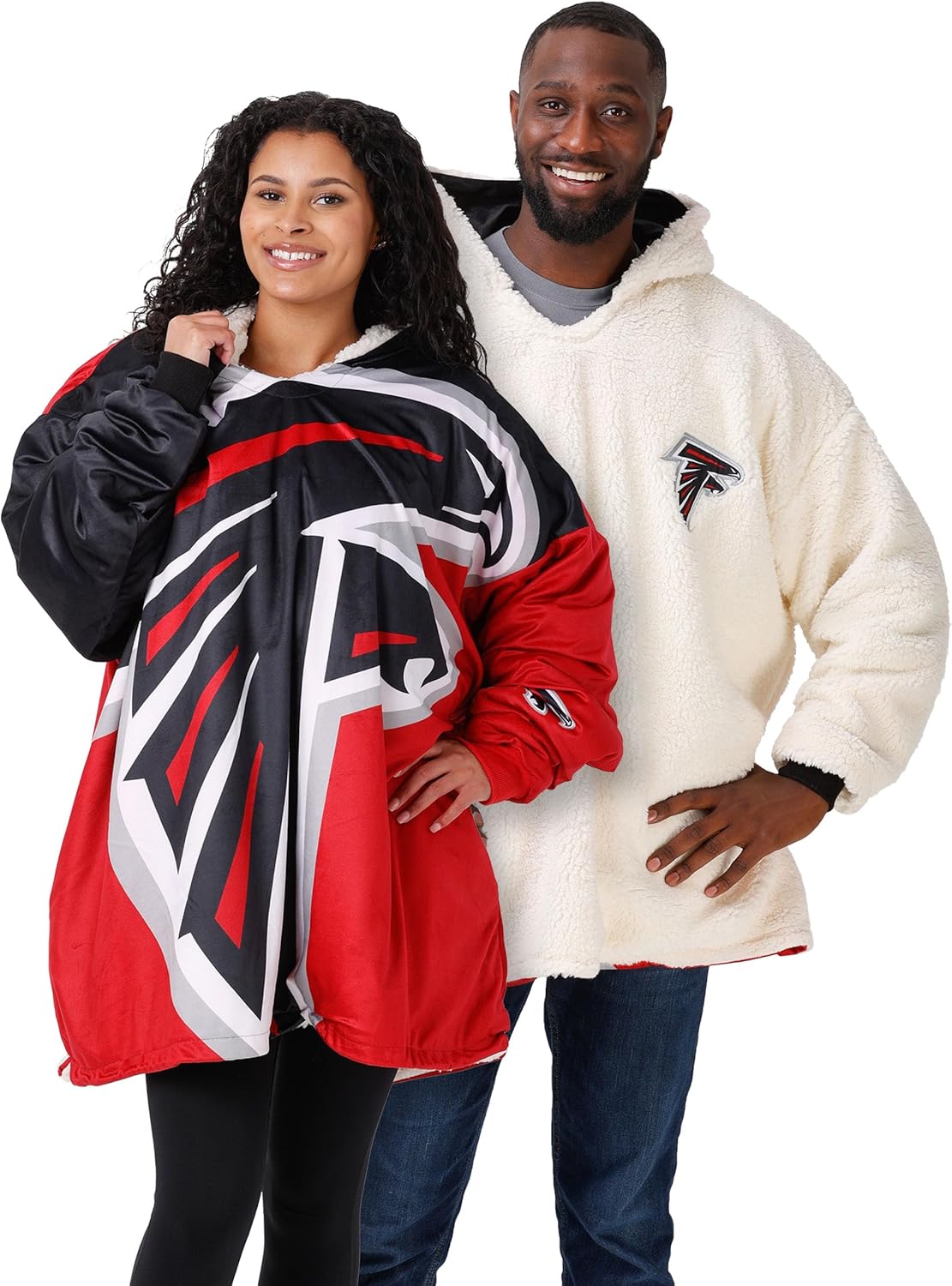Foco NFL Team Logo Reversible Oversized Sherpa Hoodie Sweatshirt