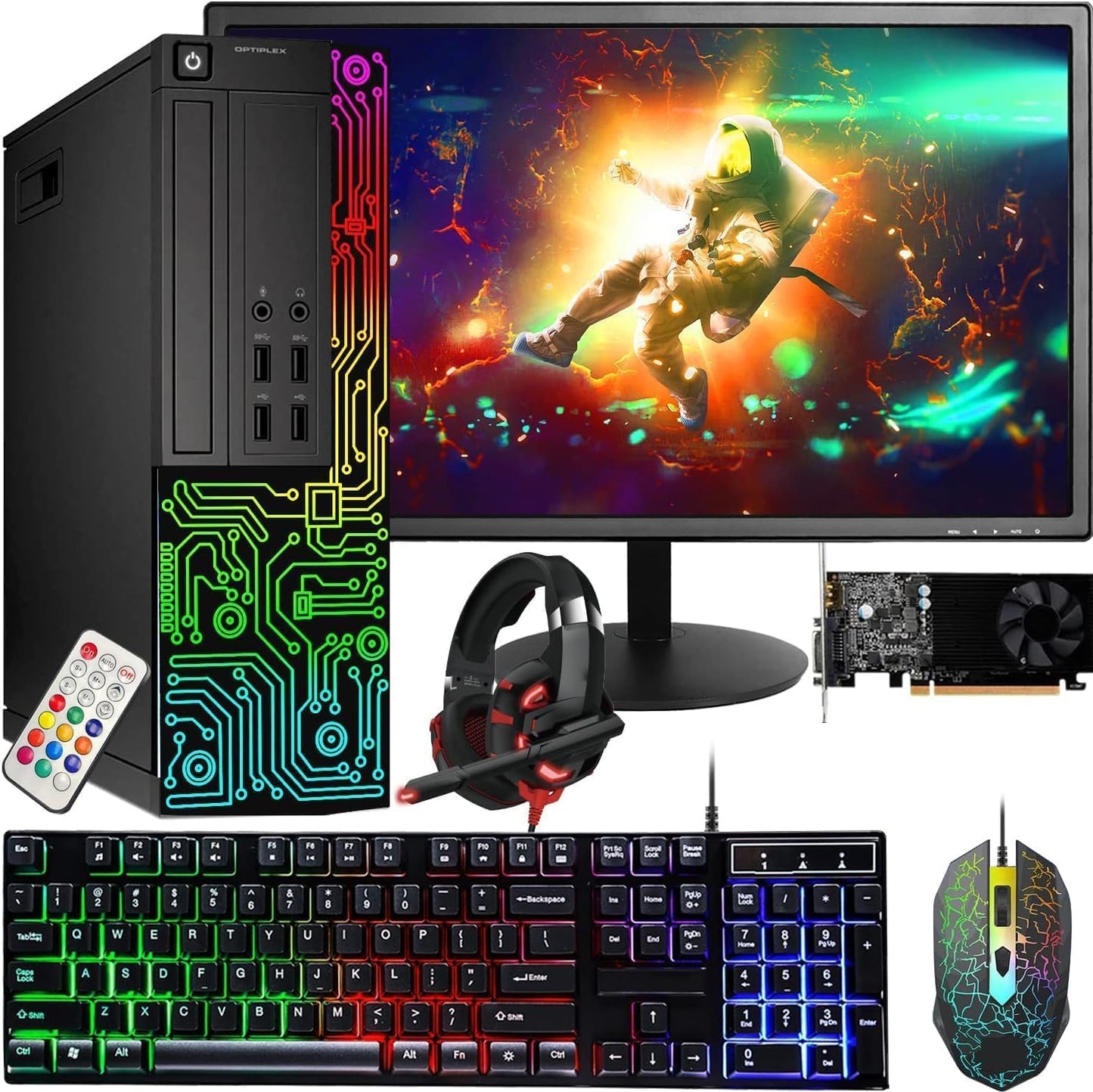 Dell Gaming Desktop PC, Intel Core i7, 16GB RAM, 512GB SSD, GeForce GT 1030, WiFi, Windows 10 Pro - Complete Set