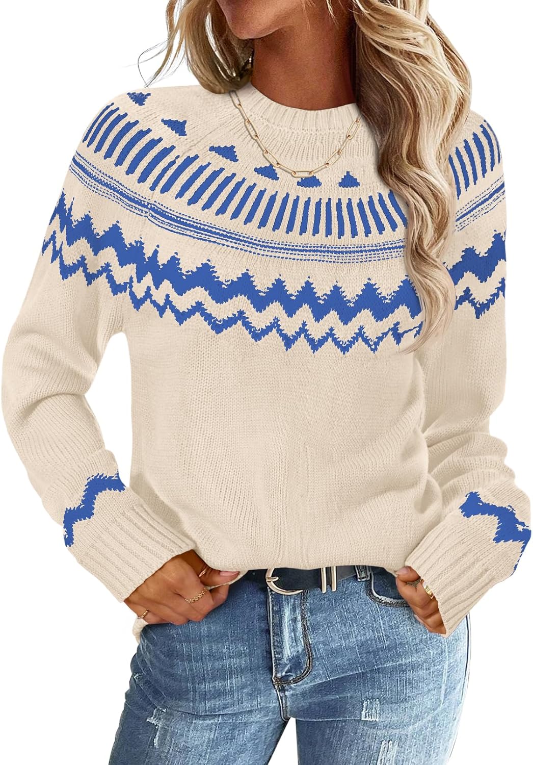 Trendy Fall Winter Striped Pullover Sweater for Women