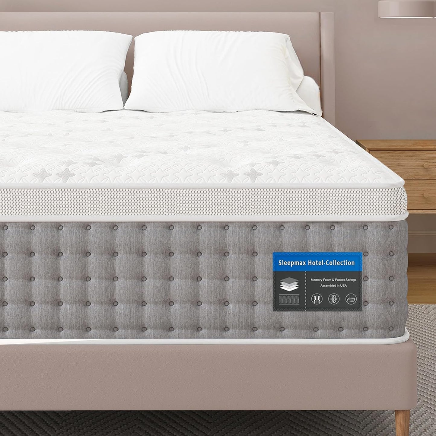 Sleepmax King Mattress 14 Inch - Firm Hybrid for Pain Relief