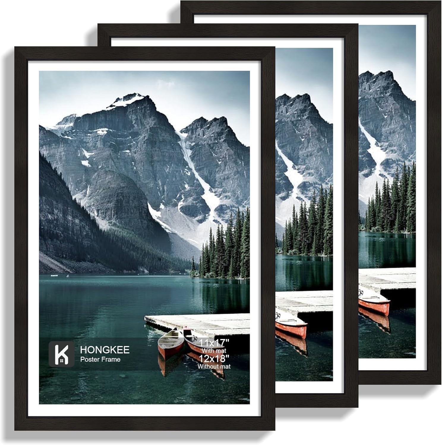 12x18 Frame Set of 3 for Photos and Posters - Black Design