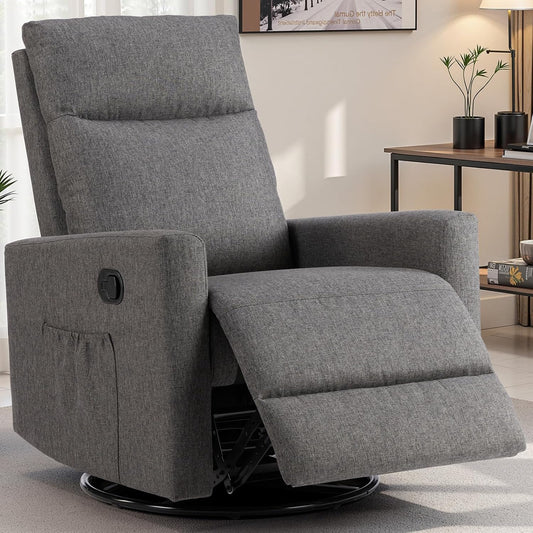 Swivel Rocking Recliner Chair with Extra Large Footrest for Comfort