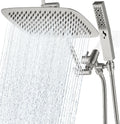 All Metal 12 in Dual Square Shower Head with Handheld - Durable Rain