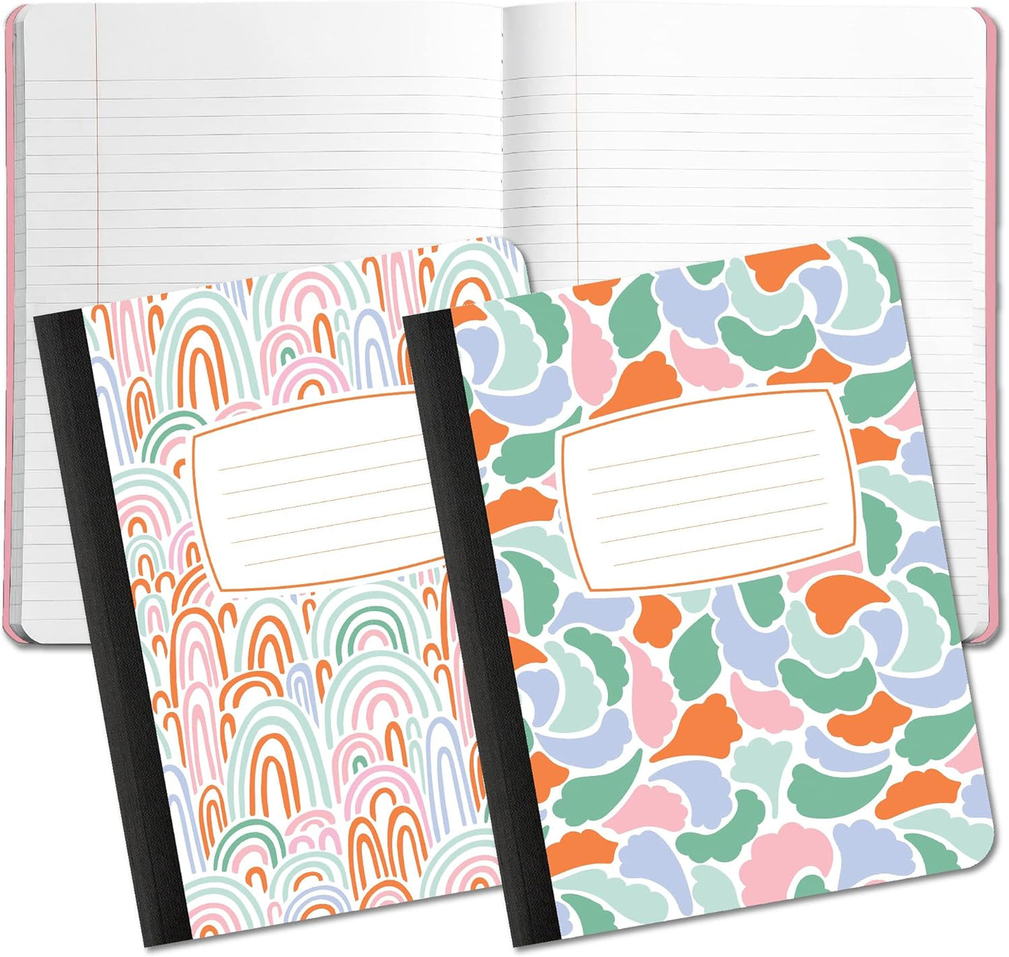 Studio Oh! Rainbow Abstract Composition Notebooks - School & College Essential, 160 Lined Pages, Aesthetic Design