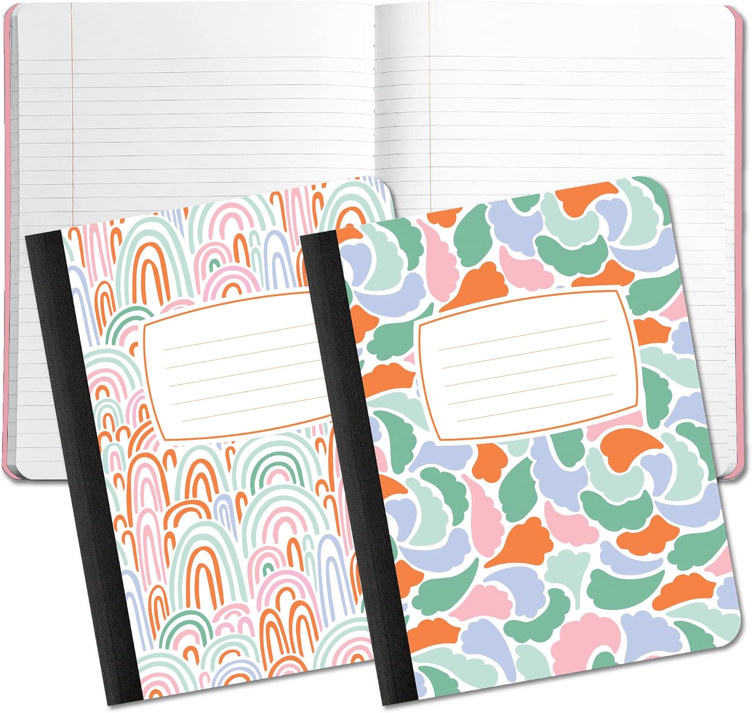 Studio Oh! Rainbow Abstract Composition Notebooks - School & College Essential, 160 Lined Pages, Aesthetic Design