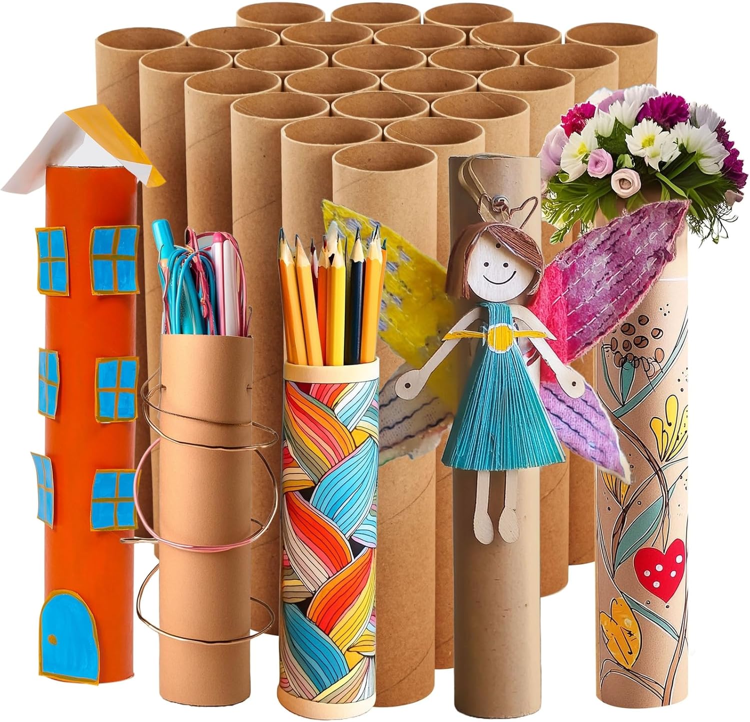 Bright Creations Cardboard Tubes for Crafts - 24 Pack of 10 in Rolls