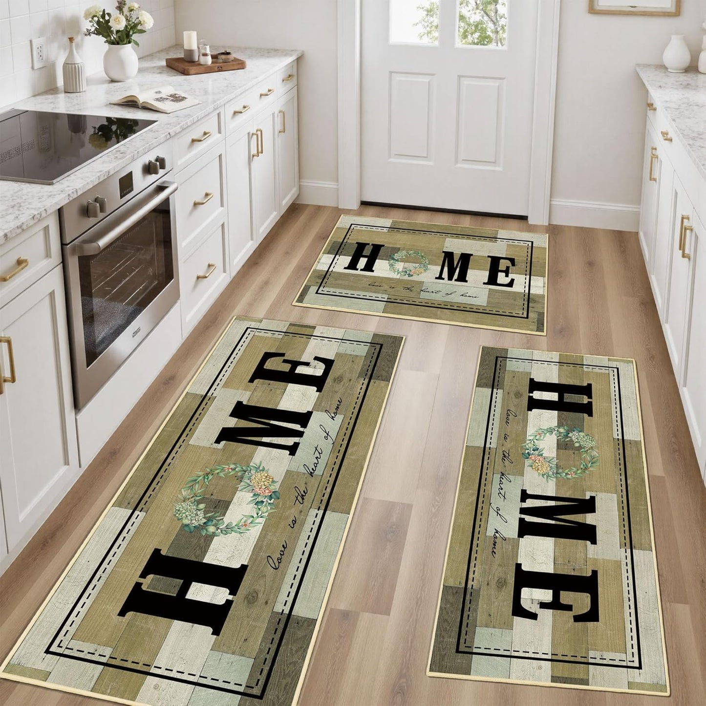 Tritard Non Slip Kitchen Rugs Set of 3 for Farmhouse Decor