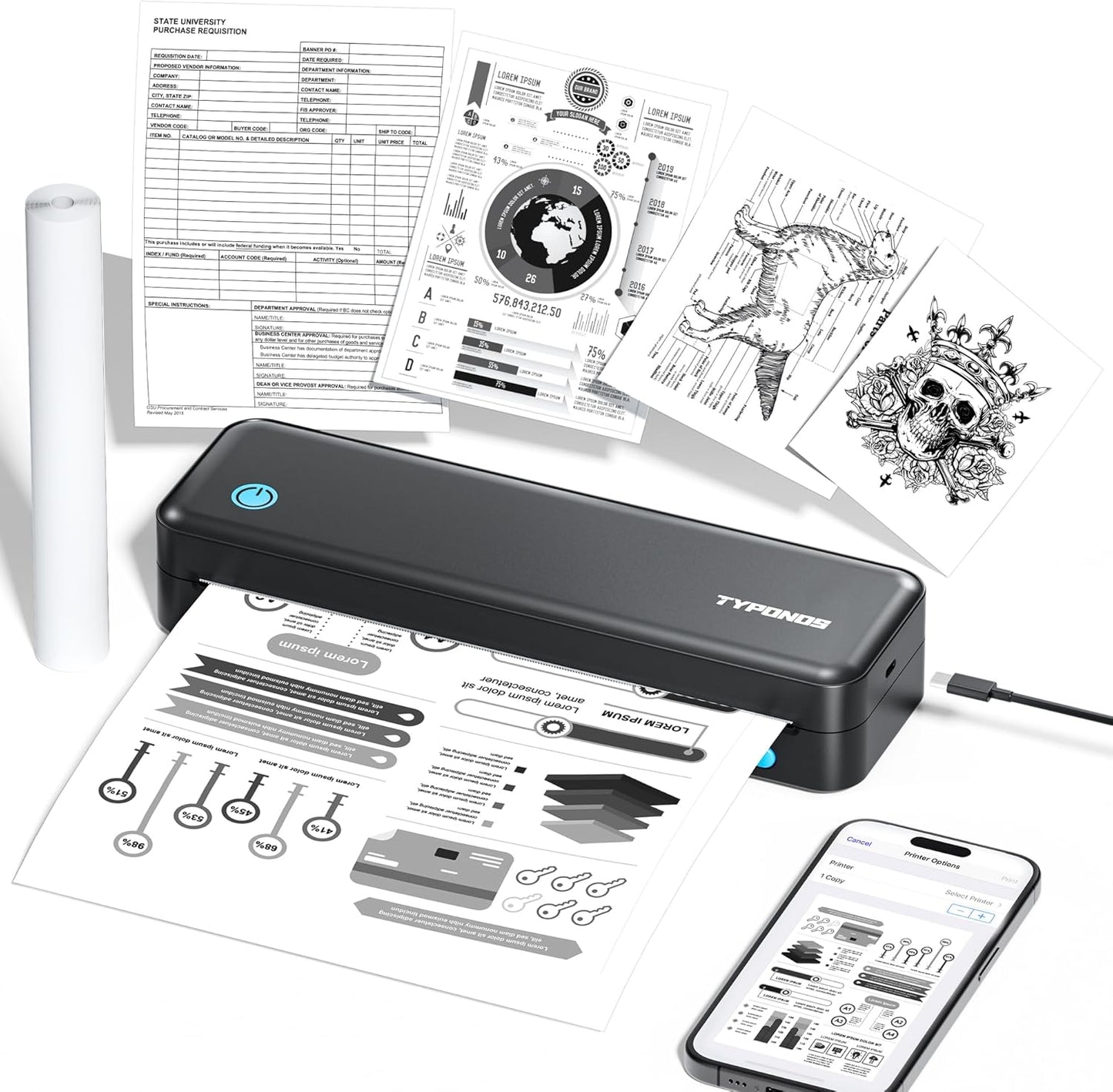 Portable Printers D820 Wireless Bluetooth for Home Use