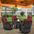 5 Pieces Patio Wicker Furniture Set - Swivel Rocker Glider Chairs