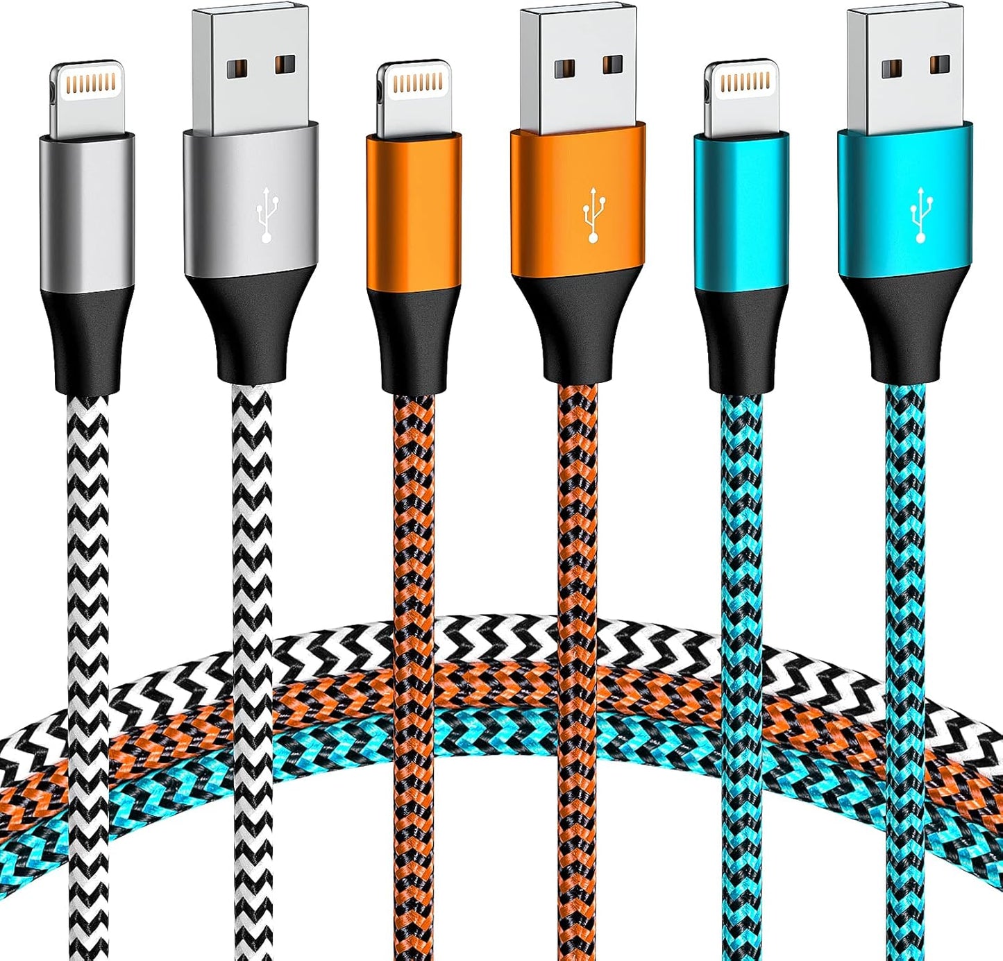 Fast Charge with Confidence: Apple MFi Certified Lightning Cable 3-Pack by KMOMO