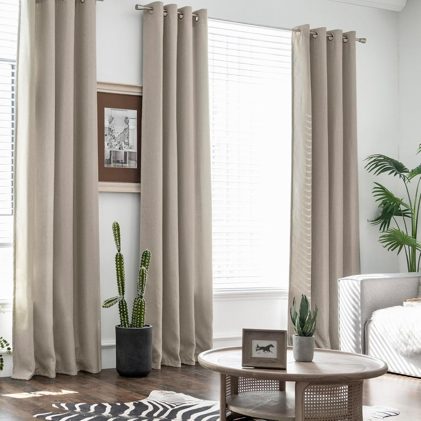 jinchan 60% Blackout Linen Curtain - Thermal Insulated - Grommet Top - 84 Inch Long