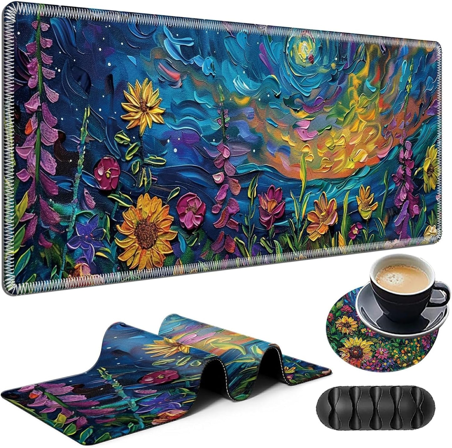 Vibrant Watercolor Flowers Gaming Set