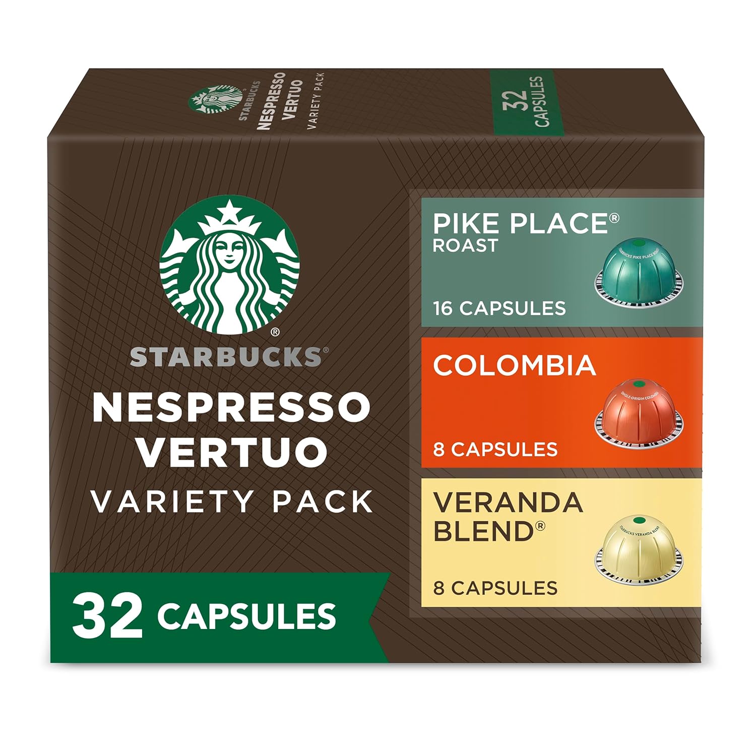 Starbucks by Nespresso Vertuo Variety Pack Coffee Pods 32-count