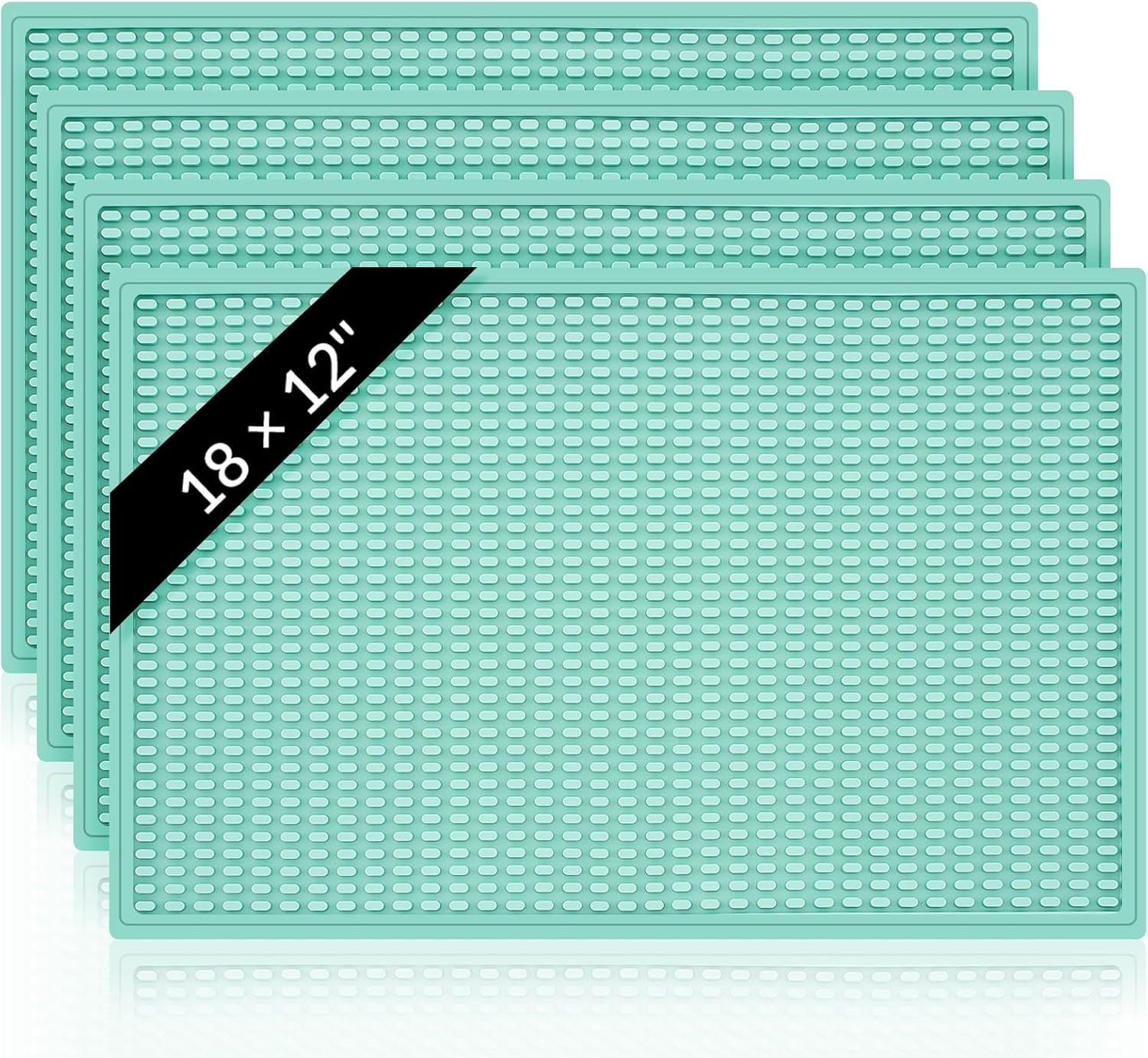 Tioncy 4 Pcs Bar Mat for Countertop 18x12 Inch Christmas Green