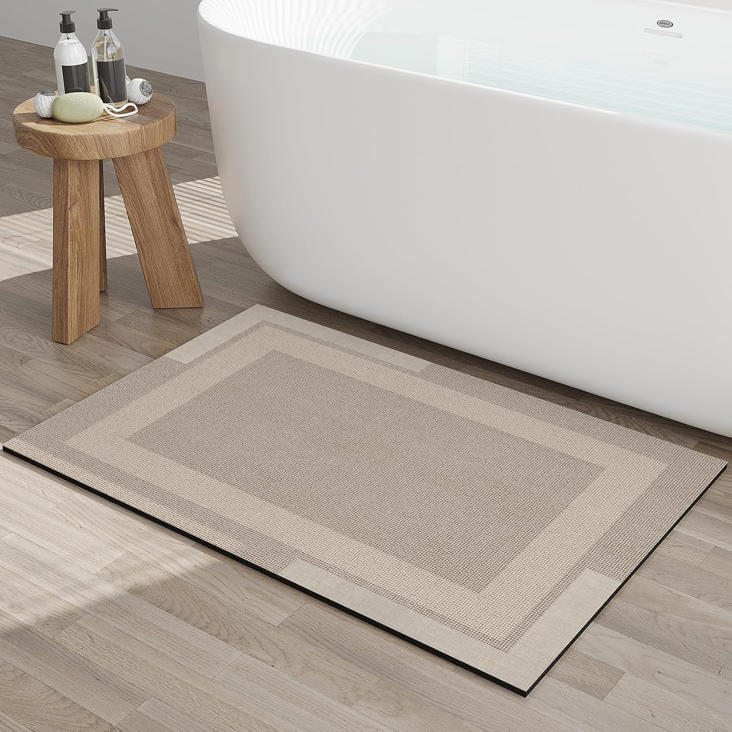 Non Slip Bath Mat with Rubber Backing for Quick Drying and Safety