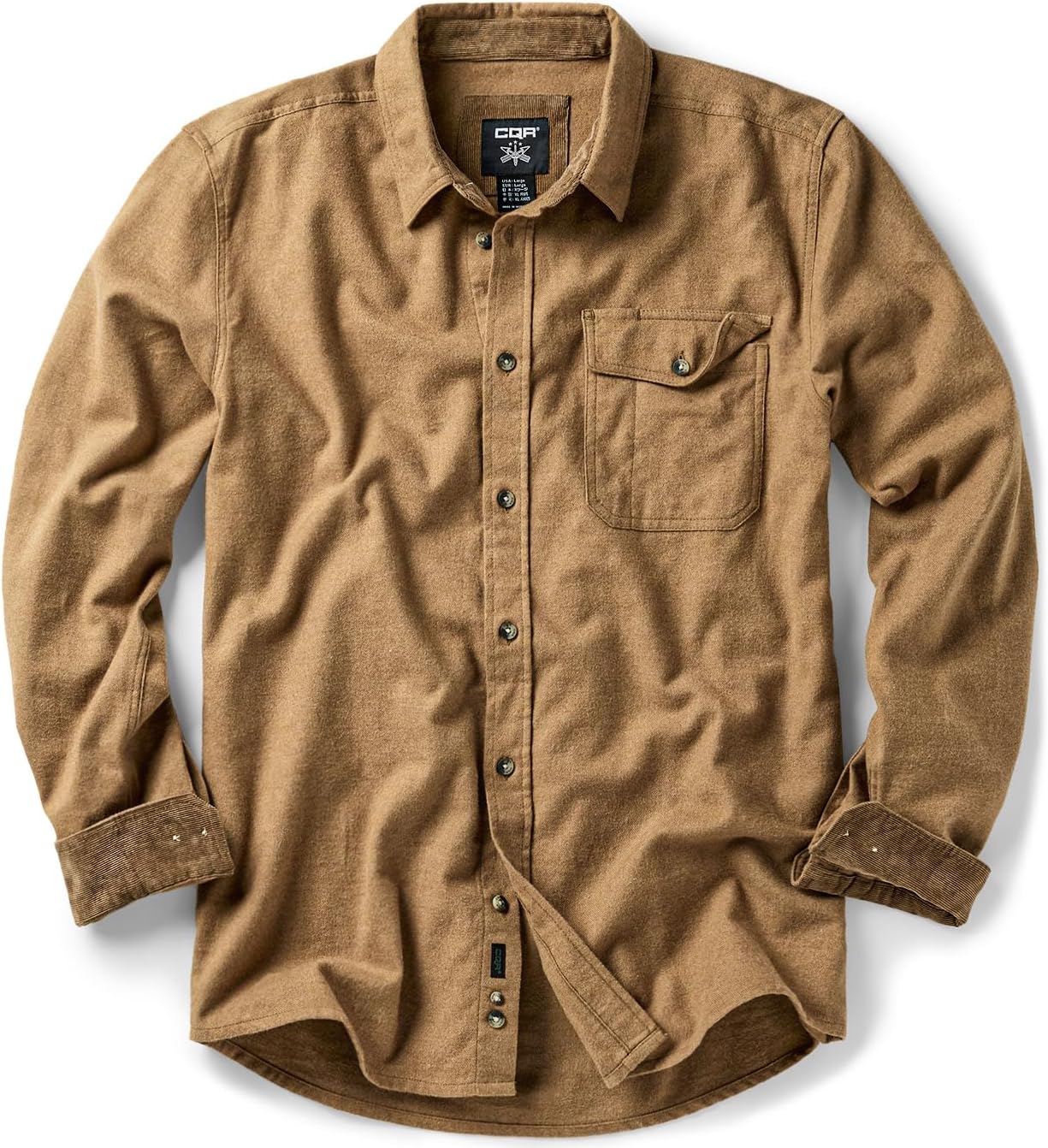 CQR Men's 100% Cotton Flannel Shirts for Casual Outdoor Wear