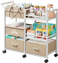 Baby Diaper Caddy Organizer 3-Tier Rolling Cart with Detachable Basket