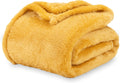 Extra-Fluffy Queen Size Plush Blanket in Ochre - Cozy 90x90 in