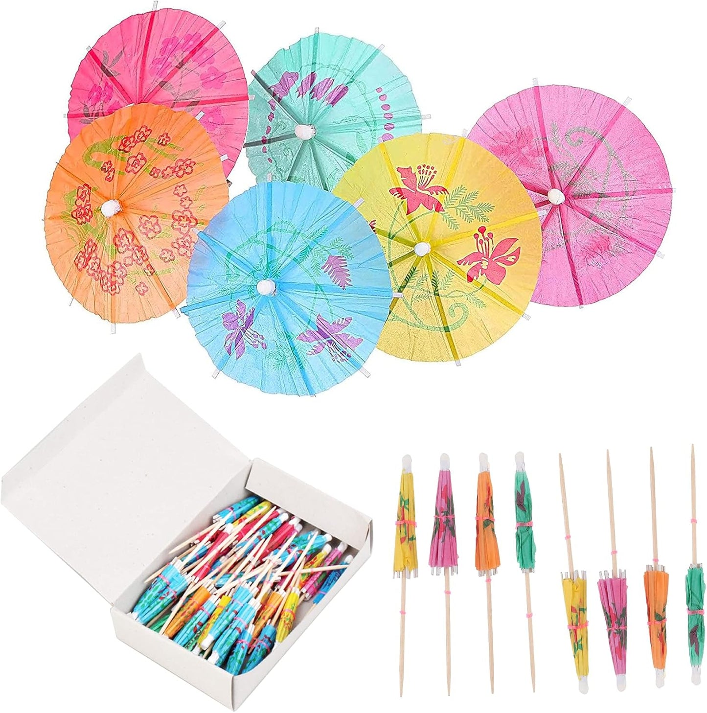 140 Assorted Parasol Cocktail Picks - Busnos