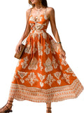 CUPSHE Women's Maxi Dress Floral Print Twisted V Neck