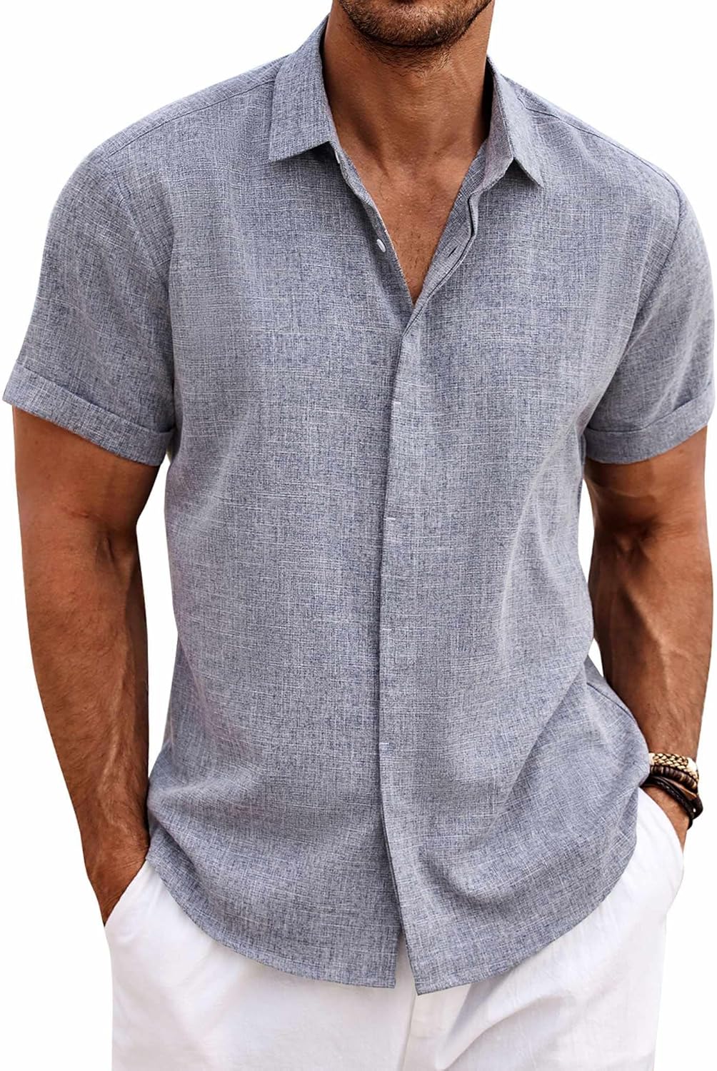 COOFANDY Men's Linen Shirts for Casual Summer Beach Style