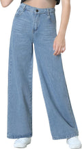 Girls Baggy Wide Leg Jeans for Tweens - Washed Denim Comfort