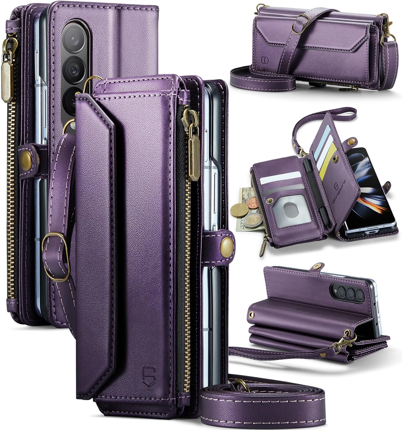 Crossbody Wallet Case for Samsung Galaxy Z Fold 4 with RFID