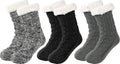 Men Fuzzy Slipper Socks with Grippers Size 6-12 - Warm Non Slip
