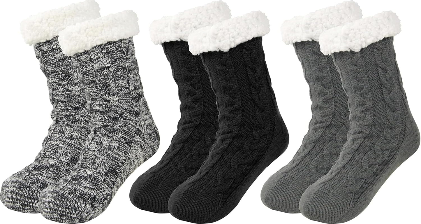 BenSorts Men Fuzzy Slipper Socks with Grippers for Comfort