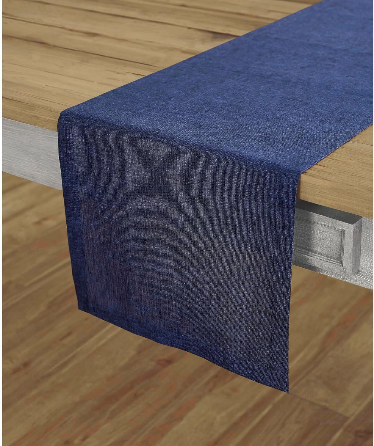 Linen Table Runner 72 Inches Long - Chambray Navy for Dining