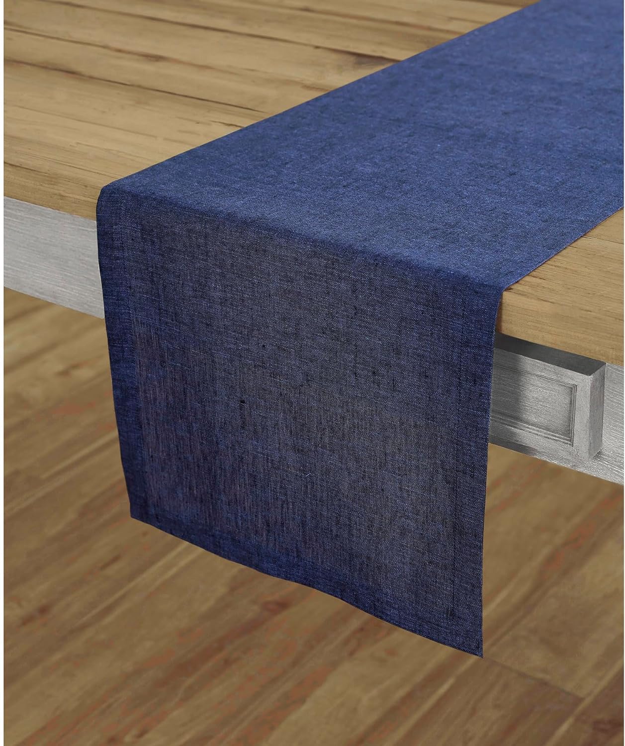 Linen Table Runner 14 x 60 Inch - Pure Chambray Navy for Holidays
