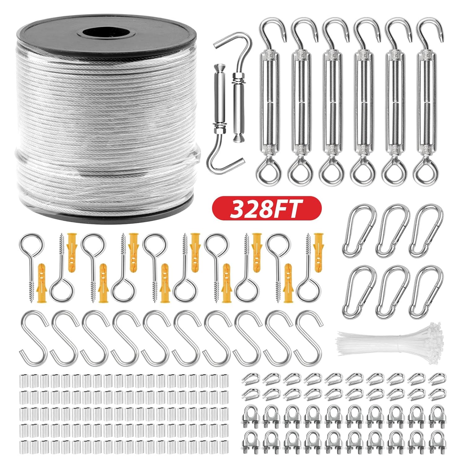 1/16 Stainless Steel Cable Set with Turnbuckles and Hooks