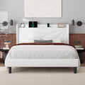 Feonase Full Bed Frame with Charging Station and Velvet Upholstery