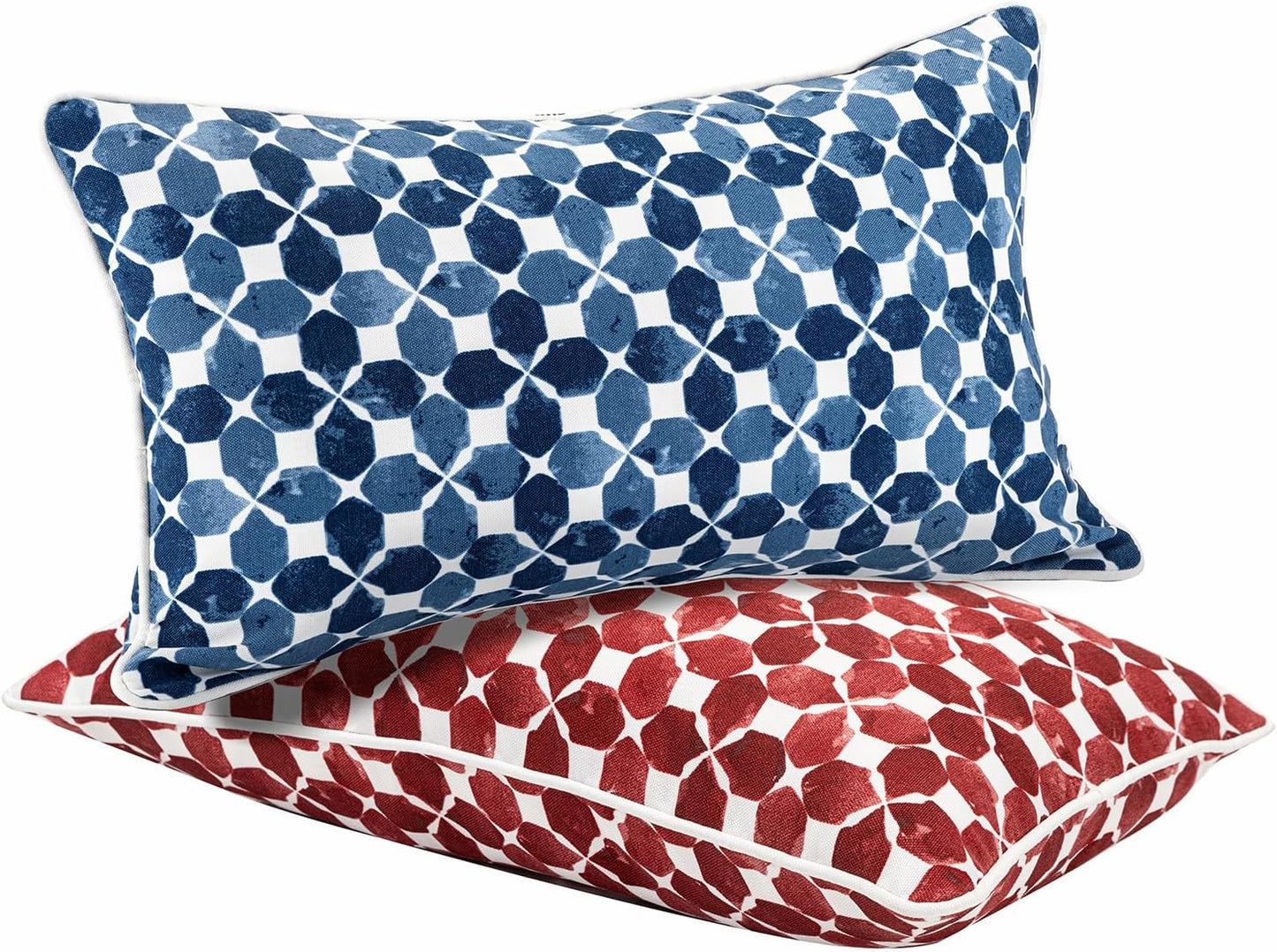 Outdoor Lumbar Pillows Pack of 2 Waterproof Decorative Cushions